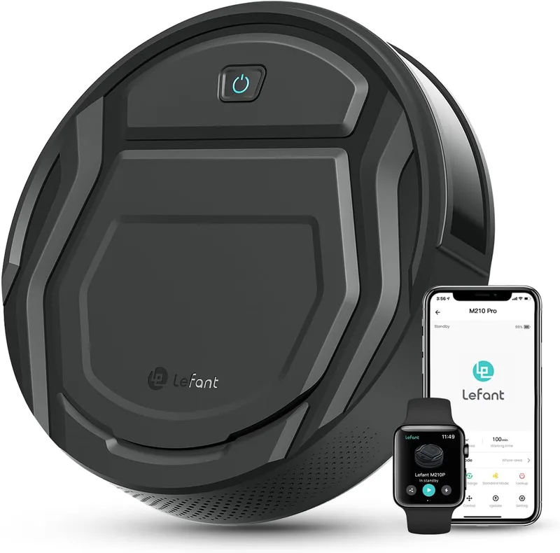 Lefant ▫️ M210P Aspirador Robô 2200Pa, Aspirador Robô com autonomia de 120 minutos, Wi-Fi/Aplicação/Alexa, Sensor anticolisão/antiqueda, navegação inteligente, fino e silencioso, 6 modos de limpeza