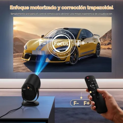 Vamvo ▫️ Mini-projetor com Wi-Fi 6 e Bluetooth 5.4, projetor portátil com resolução nativa de 1080p, rotativo em 180°, ecrã de até 180 polegadas, altifalante integrado com HDMI/TV Stick/Memory Stick/portátil 4