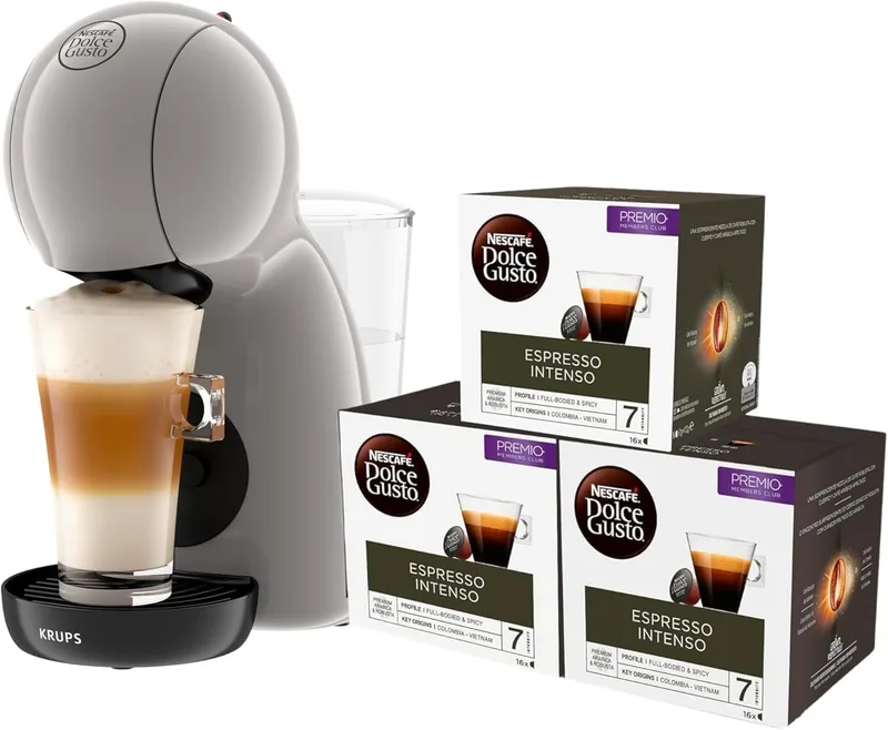 KRUPS ▫️ Piccolo XS Taupe, máquina de café de cápsulas multi-bebidas ultra-compacta, expresso de alta pressão, compatível com cápsulas NESCAFÉ® Dolce Gusto®, inclui 3 pacotes de café, KP1A3ACAS