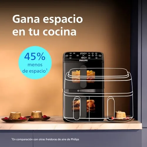 PHILIPS ▫️ 4000 Airfryer - Fritadeira de ar quente com cesto duplo vertical de 10 L, preta 2