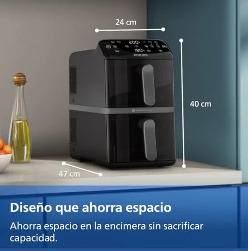 PHILIPS ▫️ 4000 Airfryer - Fritadeira de ar quente com cesto duplo vertical de 10 L, preta 3