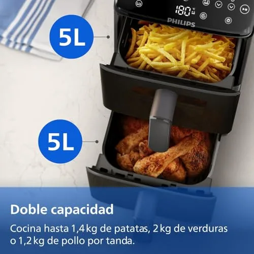 PHILIPS ▫️ 4000 Airfryer - Fritadeira de ar quente com cesto duplo vertical de 10 L, preta 5