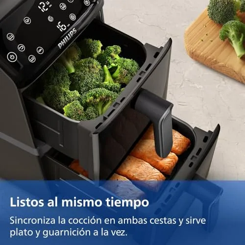 PHILIPS ▫️ 4000 Airfryer - Fritadeira de ar quente com cesto duplo vertical de 10 L, preta 6