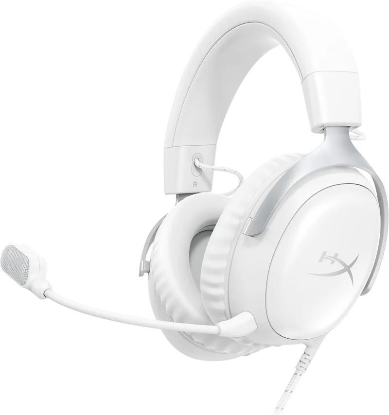 HyperX ▫️ Cloud III - Auscultadores com fio para jogos, PC, PS5, Xbox Series X|S, drivers angulares de 53 mm, DTS, espuma viscoelástica, estrutura resistente, microfone ultratransparente de 10 mm