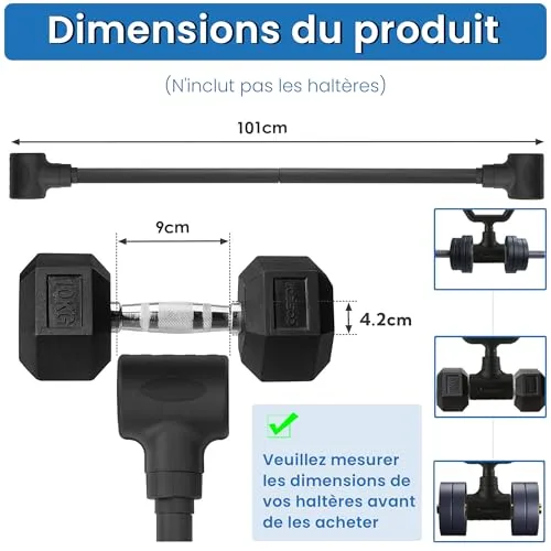 DFENG ▫️ Adaptador para halteres retos com 4,2 cm de diâmetro, capacidade de peso de 40 kg por extremidade, cor preta 2