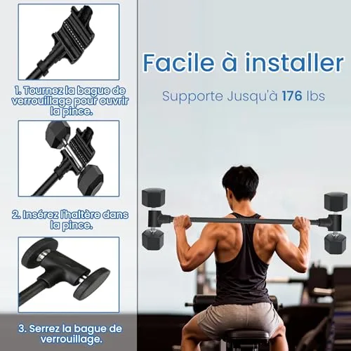 DFENG ▫️ Adaptador para halteres retos com 4,2 cm de diâmetro, capacidade de peso de 40 kg por extremidade, cor preta 5