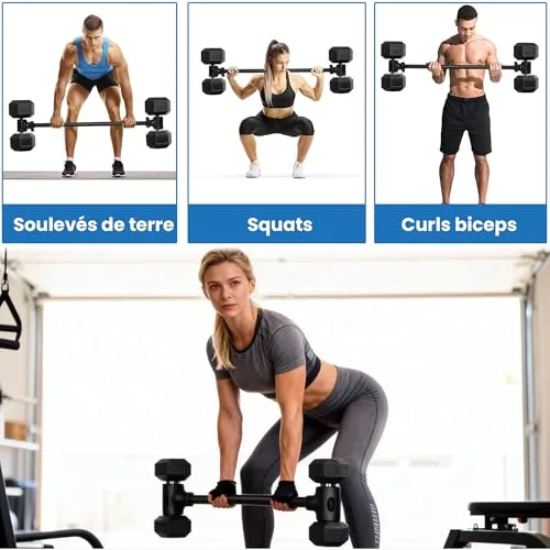 DFENG ▫️ Adaptador para halteres retos com 4,2 cm de diâmetro, capacidade de peso de 40 kg por extremidade, cor preta 6