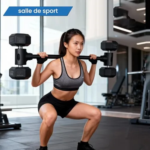 DFENG ▫️ Adaptador para halteres retos com 4,2 cm de diâmetro, capacidade de peso de 40 kg por extremidade, cor preta 7
