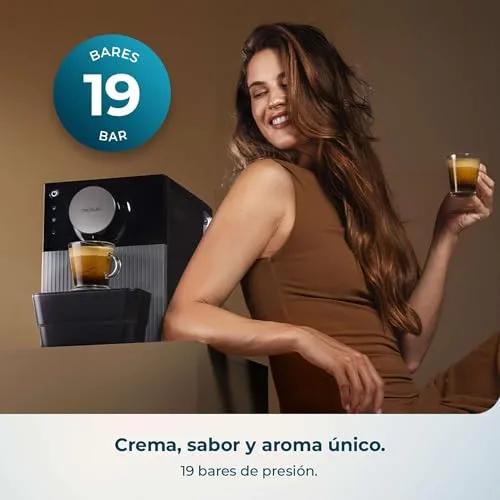 Cecotec ▫️ Máquina de café superautomática compacta Cremmaet Cube. 1350 W, sistema de prensagem de 10 g, sistema de pré-infusão, 19 bar, sistema Thermoblock, 5 níveis de moagem, painel de controlo tátil 4