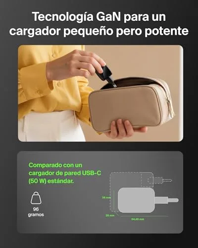 Belkin ▫️ Carregador USB-C com 2 portas, 50 W, carregador múltiplo GAN com duas portas Tipo C, tomada de carregamento rápido para MacBook, iPhone 17, iPad Pro, Chromebook, Samsung Galaxy S25 Ultra e Pixel 10 - Preto 3