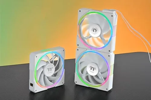 Thermaltake ▫️ TS120 EX RGB (Conjunto de 3) | Alto desempenho de refrigeração com sensor térmico | Ligação magnética rápida MagForce 2.0 em cadeia | RPM e RGB controlados por software | 120 mm Branco 5