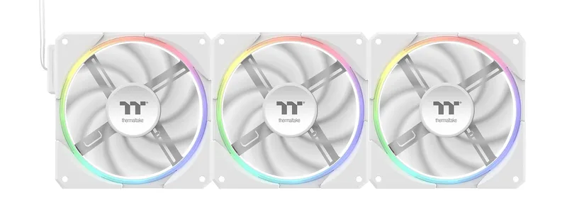 Thermaltake ▫️ TS120 EX RGB (Conjunto de 3) | Alto desempenho de refrigeração com sensor térmico | Ligação magnética rápida MagForce 2.0 em cadeia | RPM e RGB controlados por software | 120 mm Branco