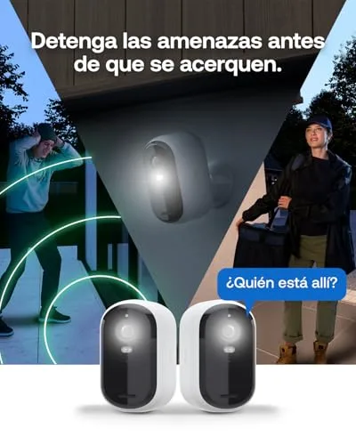 Arlo ▫️ Essential 3 HD + 2 painéis solares, câmara Wi-Fi para exterior, bateria com autonomia de 6 meses, visão noturna, áudio bidirecional, 2 câmaras brancas 5