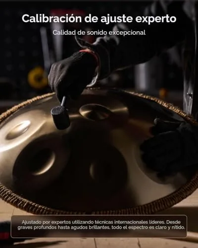 VEVOR ▫️ Tambor de Mão 55 cm, 9 notas, 432 Hz, Tambor Handpan em Ré Menor com Baquetas, Instrumento de Percussão com Saco de Transporte para Yoga, Meditação, Educação Musical para Principiantes, Dourado 5