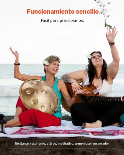 VEVOR ▫️ Tambor de Mão 55 cm, 9 notas, 432 Hz, Tambor Handpan em Ré Menor com Baquetas, Instrumento de Percussão com Saco de Transporte para Yoga, Meditação, Educação Musical para Principiantes, Dourado 6