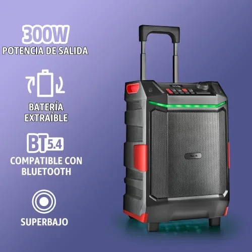 NGS ▫️ Wild Bash - Altifalante portátil compatível com tecnologia Bluetooth de 300 W 5