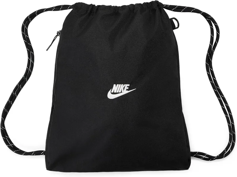 NIKE ▫️ Unisexo – Sacos Heritage Drawstring 2.0 para Adultos, Preto/Preto/Branco, Tamanho Único