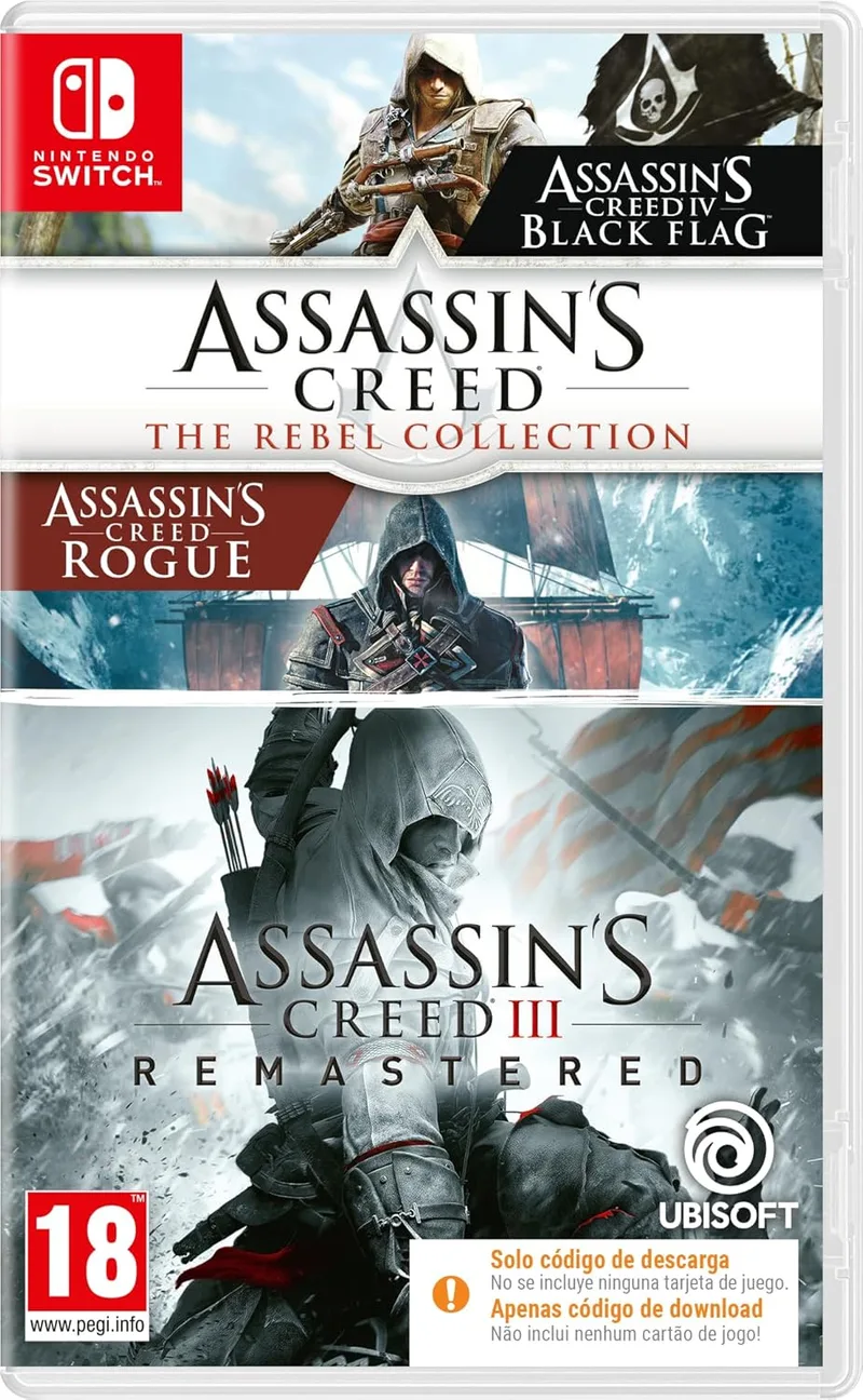 Ubisoft ▫️ Assassin's Creed Bundle (Coleção Rebelde + AC 3) (Código na Caixa) (Switch)