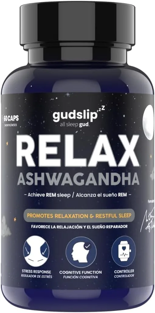 gudslip ZZZ ▫️ Gudslip® Ashwagandha KSM-66® 600mg - Alta Potência com Extrato Puro de Raiz - 60 Cápsulas Veganas - Reduz o Stress e o Cortisol, Melhora o Sono e a Concentração