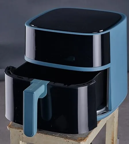 Tognana ▫️ Iridea, Fritadeira de ar quente de 6 L, dupla resistência, ecrã digital, temporizador, 80-200 °C, janela, 1700 W, Azul 3