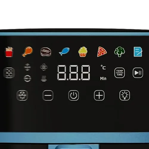 Tognana ▫️ Iridea, Fritadeira de ar quente de 6 L, dupla resistência, ecrã digital, temporizador, 80-200 °C, janela, 1700 W, Azul 6