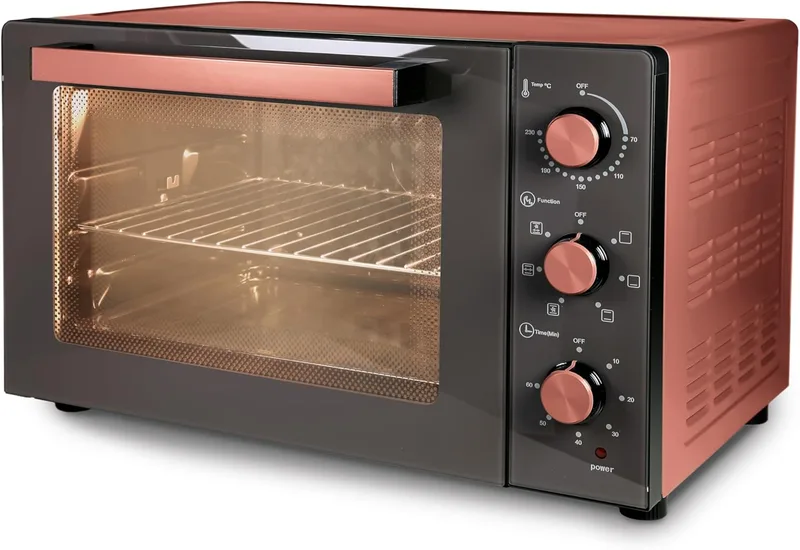 Tognana ▫️ Iridea, Forno elétrico com ventilador e paredes interiores antiaderentes, vermelho maçã