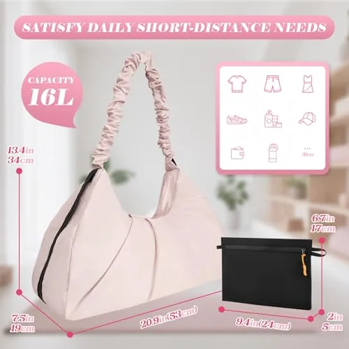 Dizdvizd ▫️ Mala de desporto, mala de ginásio para mulher com compartimento para sapatos e compartimento para artigos molhados, mala de viagem pequena, mala de desporto impermeável para meninas – ioga, fitness, natação 2