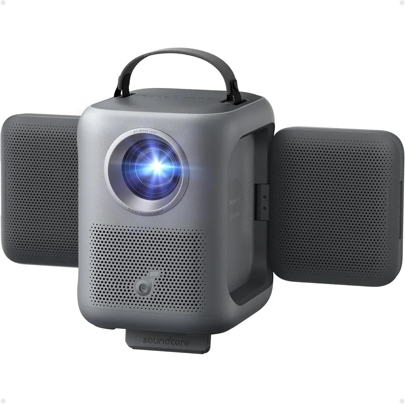 Soundcore ▫️ Nebula P1i – Projetor inteligente com Wi-Fi e Bluetooth, altifalantes giratórios, áudio Dolby 2.0, 380 lúmenes ANSI, Full HD 1080p, sistema estéreo duplo de 10 W, GTV, portátil.