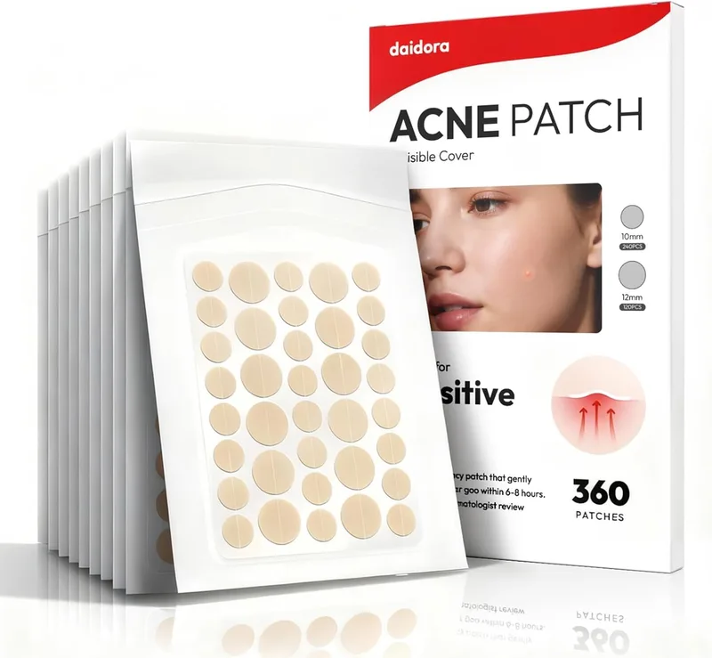 daidora ▫️ Pensos invisíveis para as borbulhas - Hidrocolóide, impermeável e respirável - Forte absorção para a acne - 10MM e 12MM (360 unidades)