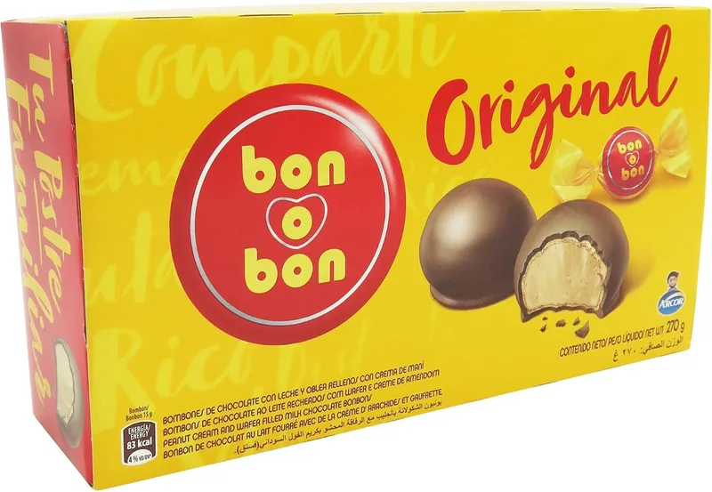 Arcor ▫️ Bon o Bon Original - Bombons de chocolate de leite com wafer recheados com creme de amendoim, 270 g