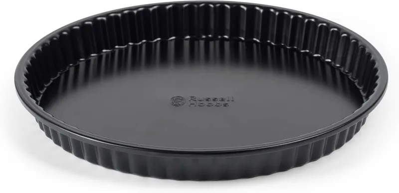 Russell Hobbs ▫️ Forma para tartes Everyday – 24 cm, base fixa, aço ao carbono antiaderente, fácil de limpar/desenformar rapidamente, adequada para a máquina de lavar louça e para o forno, para tartes, quiches e bolos de queijo.