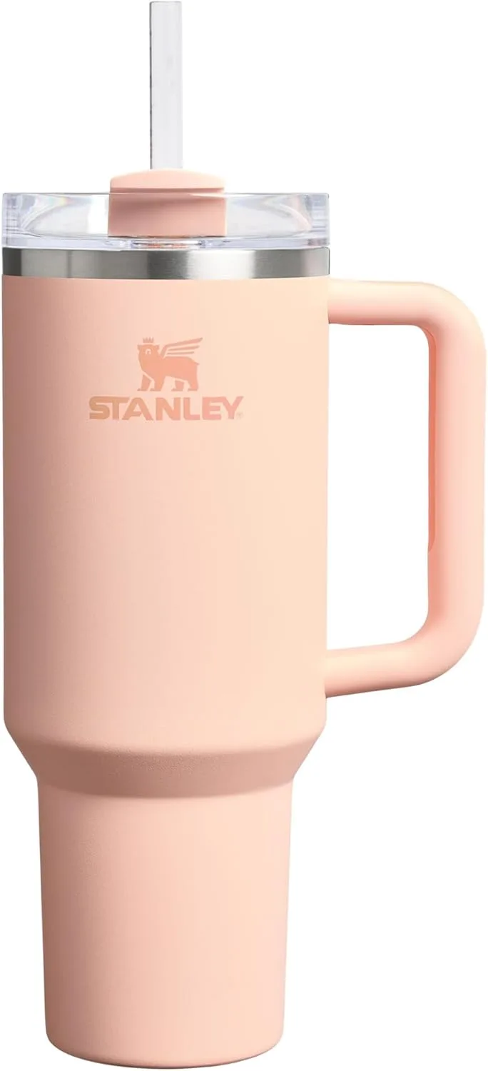 STANLEY ▫️ Quencher H2.0 FlowState Tumbler 1.2L - A garrafa térmica mantém-se fria durante 11 horas - 48 horas de gelo - Garrafa de água em aço inoxidável - Caneca térmica - Copo térmico sem BPA - Creme de laranja