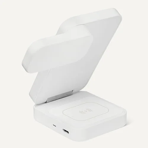 Amazon Basics ▫️ Estação de Carregamento Sem Fios 3 em 1, 25 W, Certificada pela Qi 2.2, Compatível com Magsafe, UE, 7,06 x 9,94 x 10,31 cm, Branca 3