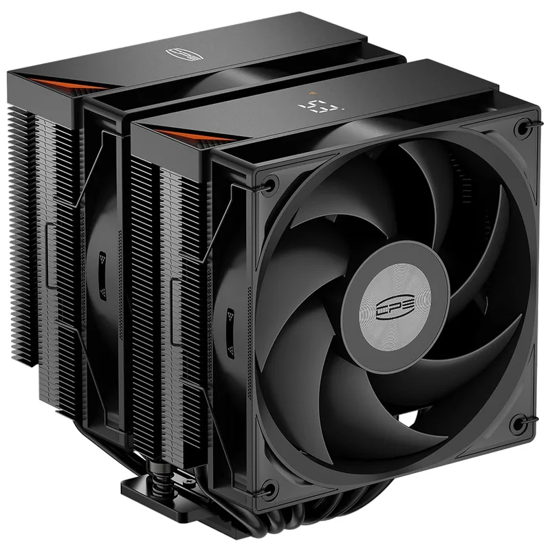 PCCOOLER ▫️ CPS RT620 Pro Digital BK – Refrigerador de CPU com ecrã digital em tempo real, 6 tubos de calor em cobre, duas ventoinhas FDB de 120 mm, para AMD AM4 e AM5, Intel LGA 115X / 1200/1700 / 1851