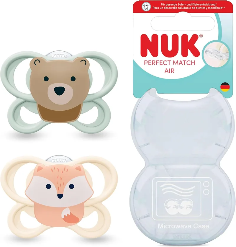 NUK ▫️ Chupeta ortodôntica Perfect Match Air para bebés dos 0 aos 2 meses, promove o fluxo de ar e previne a erupção dentária, aceitação de 95% dos bebés, 2 unidades