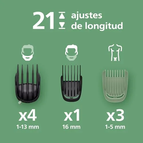 PHILIPS ▫️ Aparador multifuncional 16 em 1 Série 7000 - Máquina de barbear e aparador de cabelo para homem, para rosto, cabeça e corpo, lâminas de aço autoafiáveis, 21 comprimentos, recarregável, MG7931/15 3