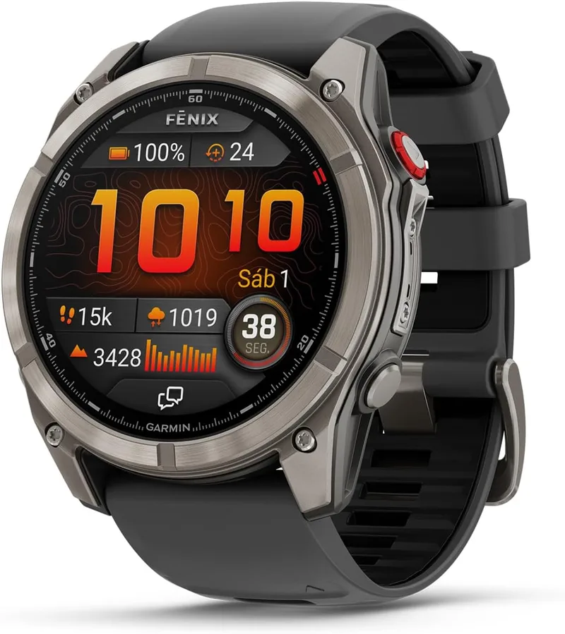 Garmin fēnix 8 Pro Sapphire, 51 mm, relógio inteligente multidesportivo com GPS premium, conetividade por satélite e LTE, ecrã tátil AMOLED, altifalante e microfone integrados, mapas e até 27 dias de autonomia da bateria, grafite