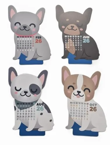 Mr. Wonderful ▫️ Mr Wonderful - Calendário de secretária 2026 com suporte - Bulldog 3