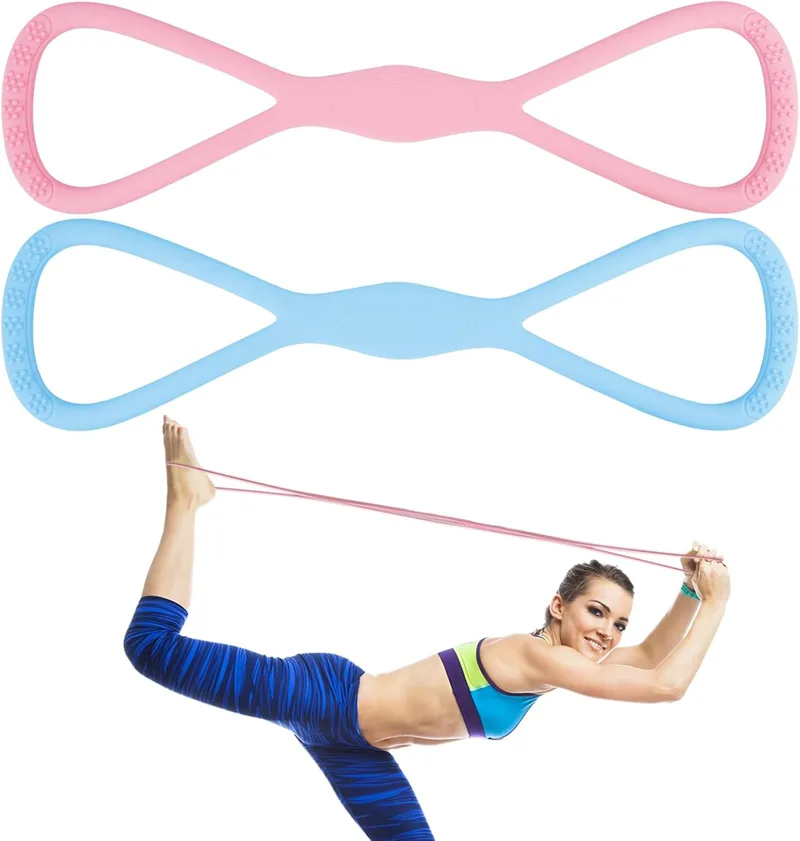 PetGlimmer ▫️ Faixa de resistência elástica de 2 peças em forma de 8, faixas elásticas para construção de figuras, agachamento de fitness, treino de força com faixas elásticas para as costas, ioga, pilates