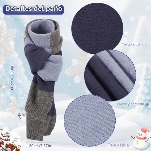 QKURT ▫️ Conjunto de gorro e cachecol de inverno para crianças, gorro de malha quente de inverno, cachecol, luvas mágicas às riscas para crianças dos 5 aos 12 anos 4