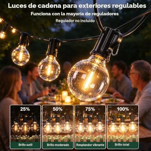 Svater ▫️ 13 Metros de Guirlanda de Luzes para Exterior G40 LED, Guirlandas Luminosas para Exterior à Prova de Água IP45, Guirlanda de Luzes para Jardim, Terraço, Pátio e Festas, 2700K Branco Quente 4