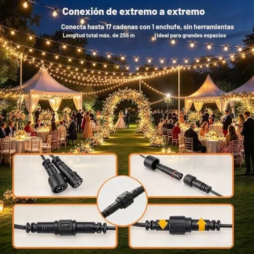 Svater ▫️ 13 Metros de Guirlanda de Luzes para Exterior G40 LED, Guirlandas Luminosas para Exterior à Prova de Água IP45, Guirlanda de Luzes para Jardim, Terraço, Pátio e Festas, 2700K Branco Quente 5