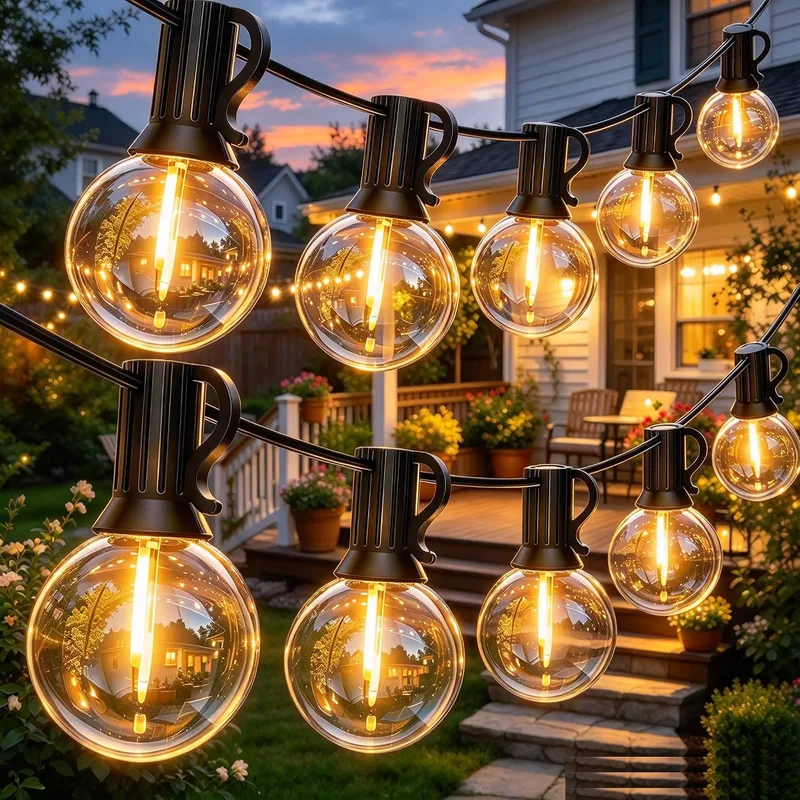 Svater ▫️ 13 Metros de Guirlanda de Luzes para Exterior G40 LED, Guirlandas Luminosas para Exterior à Prova de Água IP45, Guirlanda de Luzes para Jardim, Terraço, Pátio e Festas, 2700K Branco Quente