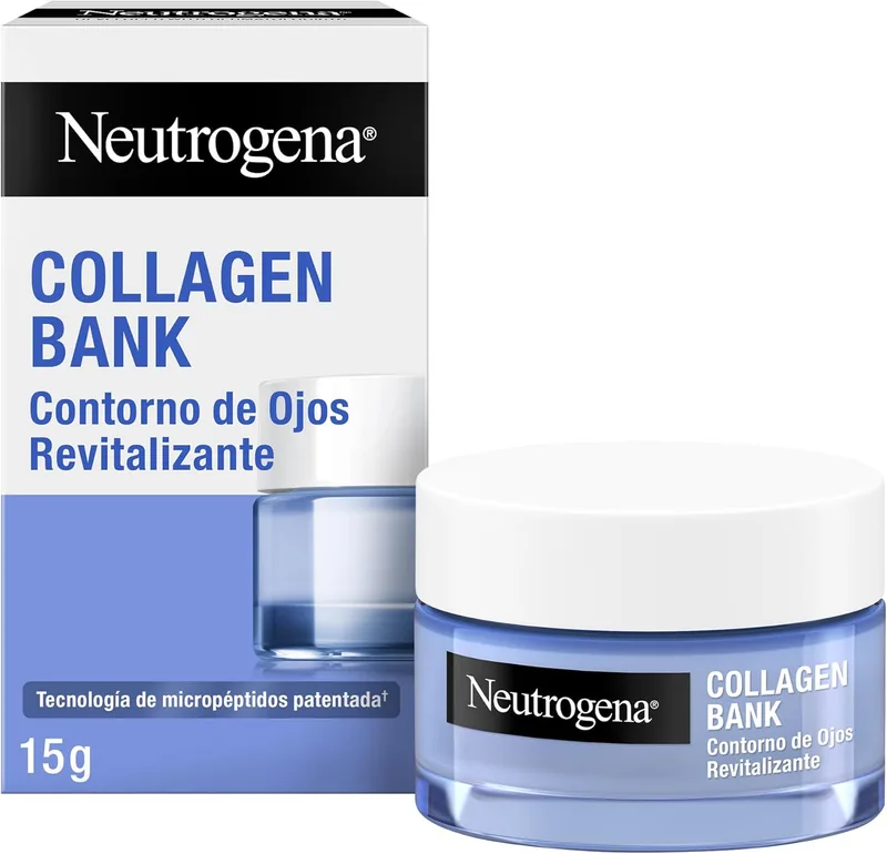 Neutrogena ▫️ Collagen Bank Revitalising Eye Contour Gel Creme Revitalizante, 1 x 15 ml, creme de micro-peptídeos, melhora os 5 primeiros sinais de envelhecimento.
