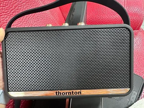Thornton ▫️ Altifalante Bluetooth Flow - Altifalante estéreo sem fios portátil, resistente à água (IP67), 5 horas de reprodução, carregamento via USB-C, design retro com botões dourados 6