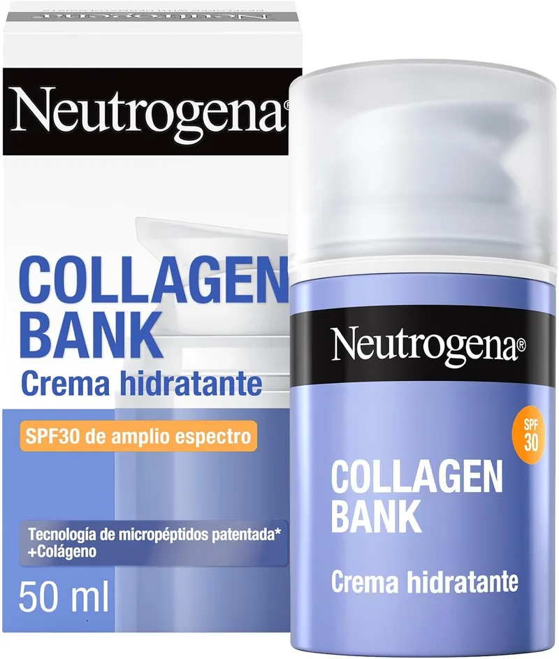 Neutrogena ▫️ Collagen Bank Creme hidratante facial FPS 30 (1 x 50 ml), creme solar antienvelhecimento que preserva o colagénio, para uma pele mais suave, adequado para o rosto e o pescoço