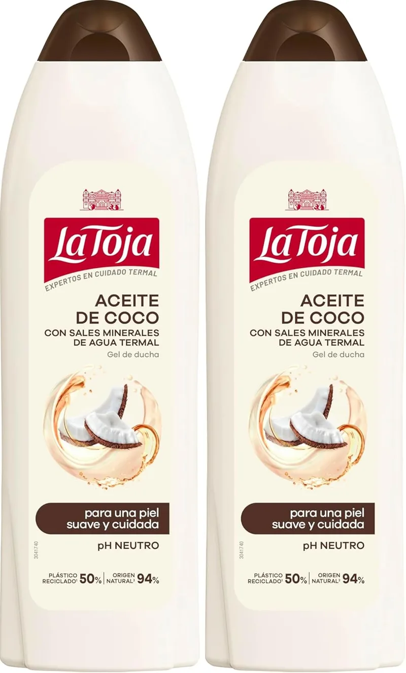 La Toja ▫️ Gel de Banho com Óleo de Coco, Pele Irresistivelmente Suave, Cuidada e Cheia de Vitalidade, Protege contra a Secura, 600 ml (Embalagem de 2)