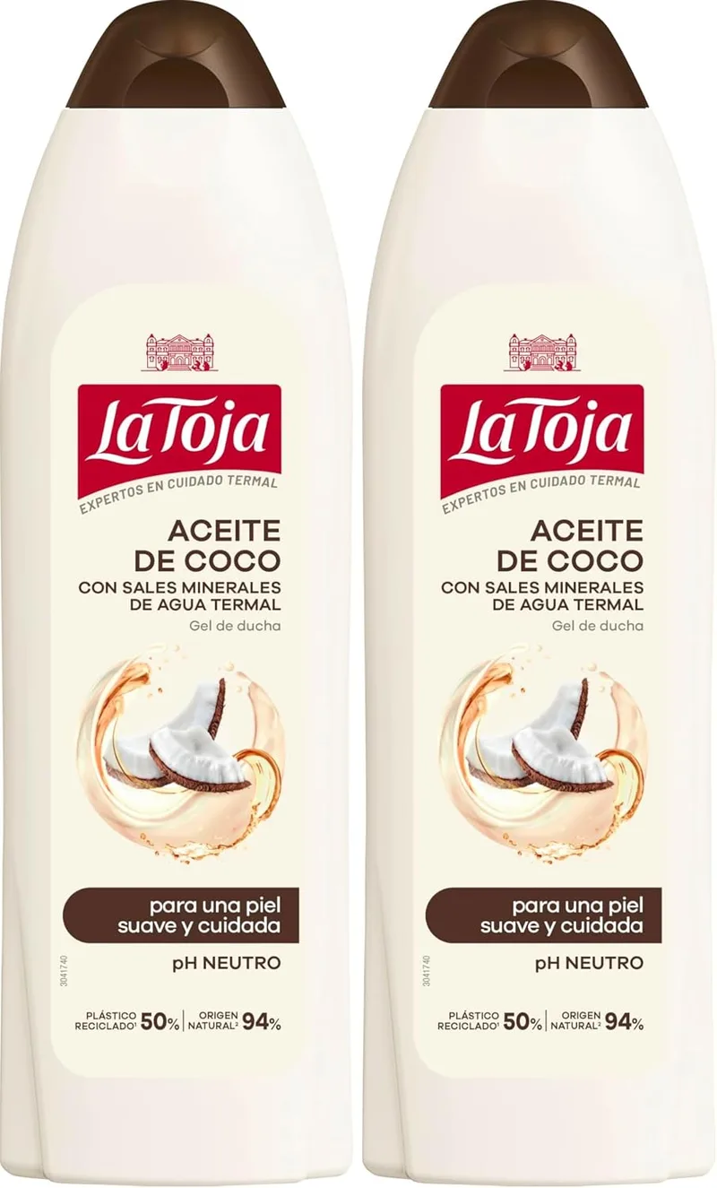 La Toja ▫️ Gel de Banho com Óleo de Coco, Pele Irresistivelmente Suave, Cuidada e Cheia de Vitalidade, Protege contra a Secura, 600 ml (Embalagem de 2)