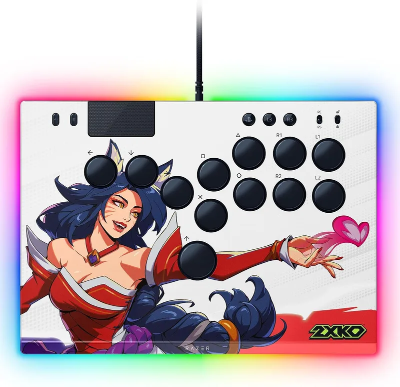Razer ▫️ Kitsune 2XKO Edition - Comando arcade ótico com todos os botões para PS5 e PC - design com 4 botões de movimento precisos - interruptores óticos lineares planos | 2XKO