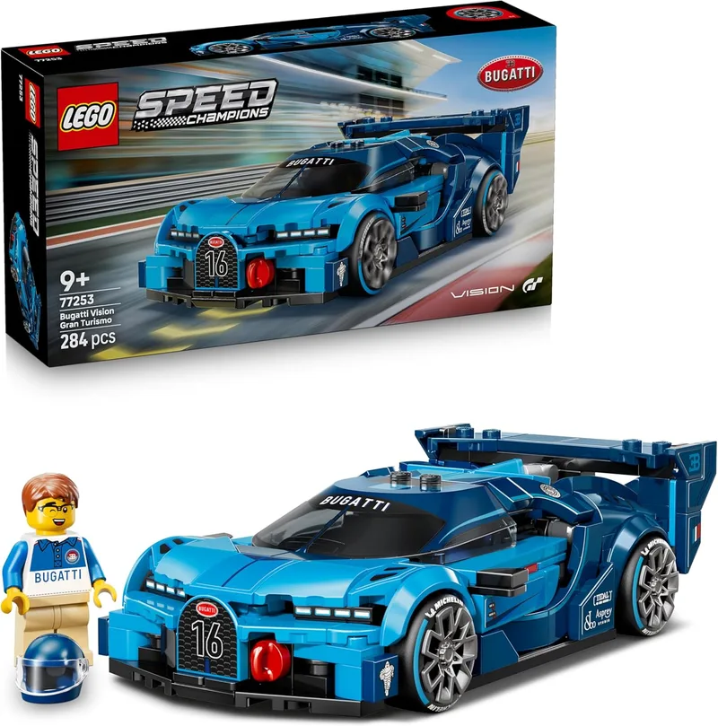 LEGO ▫️ Speed Champions Carro Hipersportivo Bugatti Vision GT - Modelo de carro de corrida colecionável com minifigura de piloto - Presente para crianças a partir dos 9 anos e fãs de automóveis - 77253